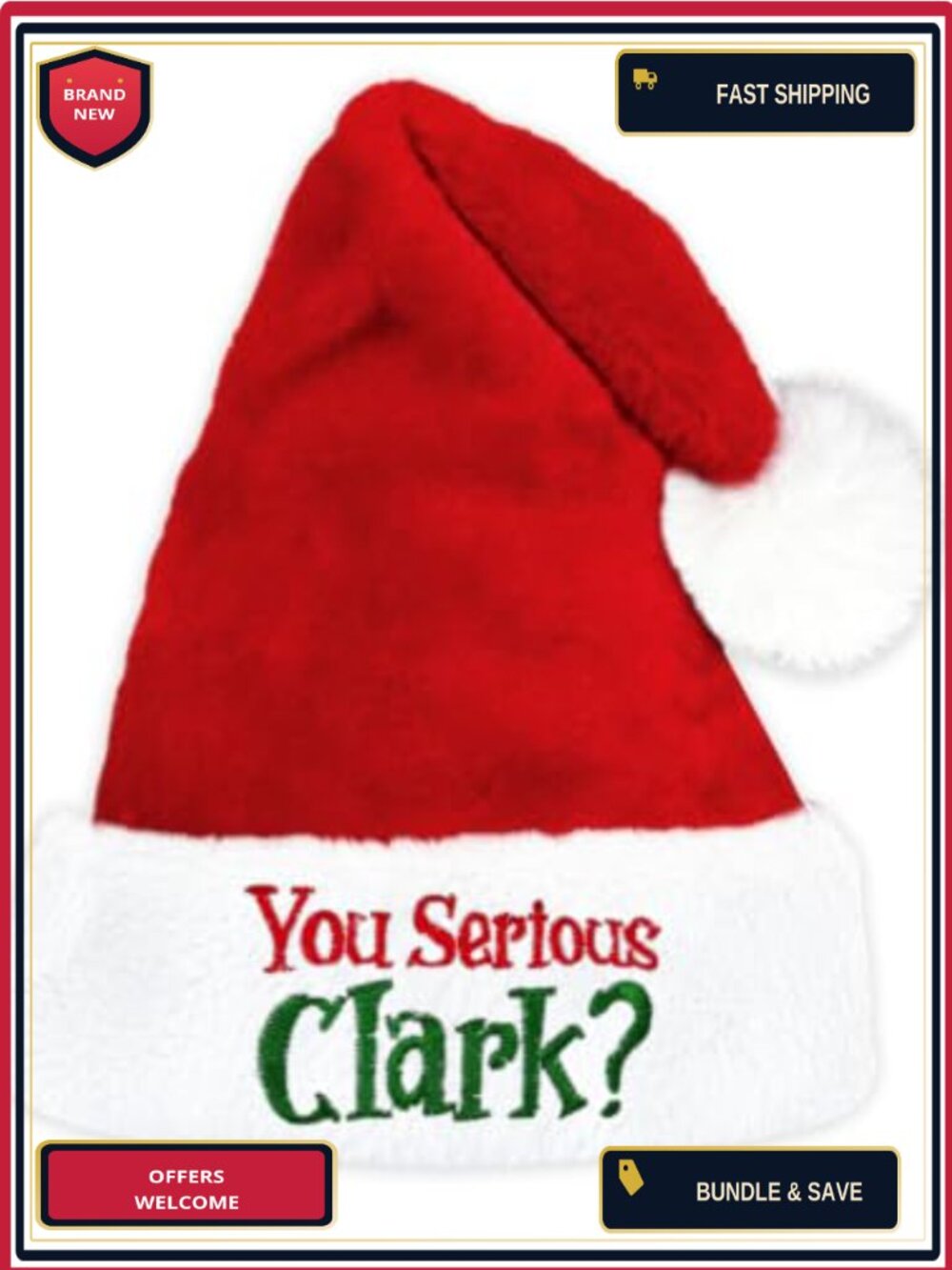 You Serious Clark Christmas Vacation Santa Hat Velvet One Size Fits Most